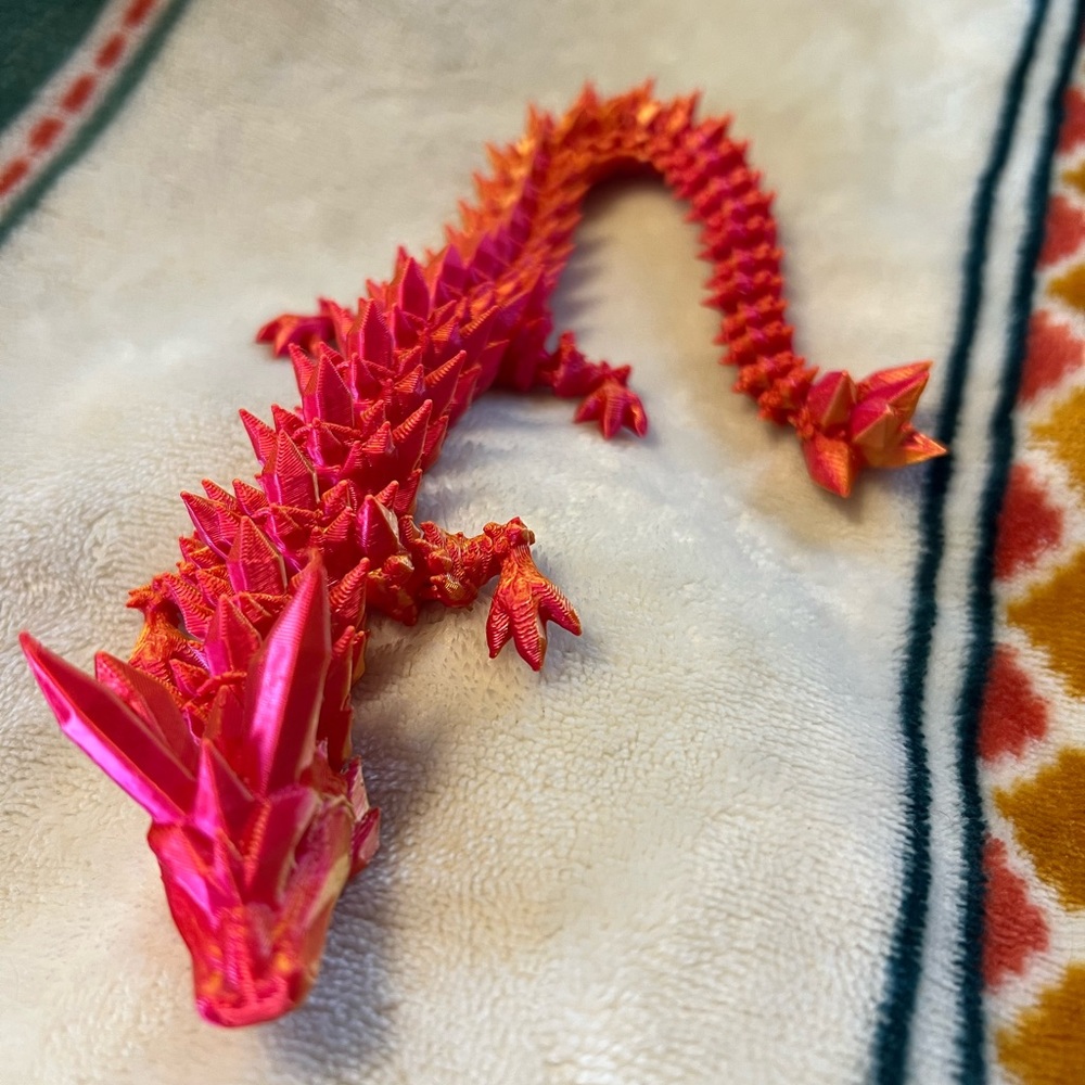 3D printed dragon- Vibrant Pink and Orange - Picture 4 of 5